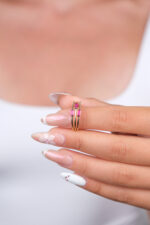 14 Ayar Altın Mor Taşlı Yüzük 946 - Görsel 6