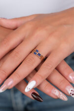 14 Ayar Altın Mavi Taşlı Yüzük 944 - Görsel 2