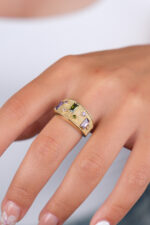 14 Ayar Altın Renkli Taşlı Yüzük 909 - Görsel 2