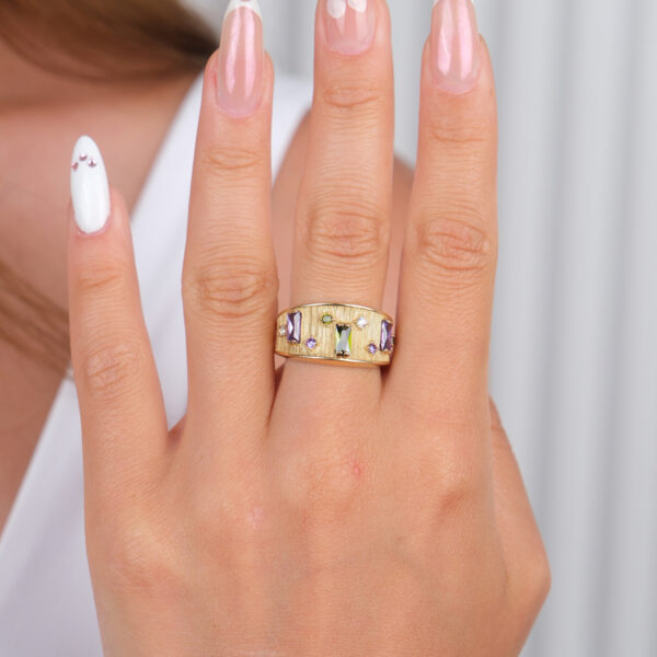 14 Ayar Altın Renkli Taşlı Yüzük 909