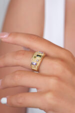 14 Ayar Altın Renkli Taşlı Yüzük 909 - Görsel 4