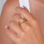 14 Ayar Altın Ok Detay Yüzük 914