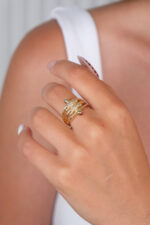 14 Ayar Altın Ok Detay Yüzük 914