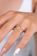 14 Ayar Altın 3 Sıralı Taşlı Yüzük 948 - Görsel 2