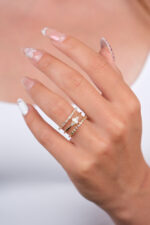 14 Ayar Altın 3 Sıralı Taşlı Yüzük 948 - Görsel 4