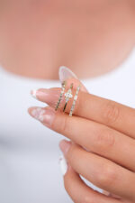 14 Ayar Altın 3 Sıralı Taşlı Yüzük 948 - Görsel 6