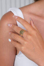 14 Ayar Altın Sıralı Çizgi Yüzük 810 - Görsel 3