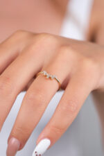 14 Ayar Altın Küçük Taşlı Yüzük 787 - Görsel 2