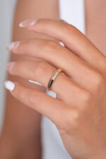 14 Ayar Altın Köşeli Taşlı Yüzük 938 - Görsel 4