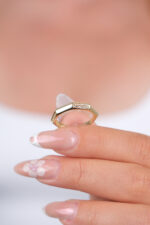 14 Ayar Altın Köşeli Taşlı Yüzük 938 - Görsel 5