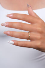 14 Ayar Altın Top Detay Yüzük 877 - Görsel 3