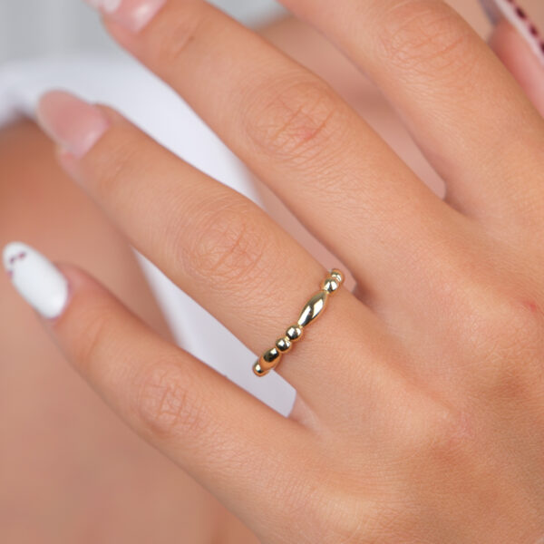 14 Ayar Altın Top Detay Yüzük 877