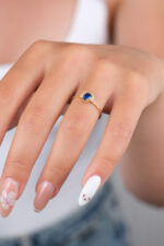 14 Ayar Altın Mavi Taşlı Yüzük 942