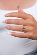 14 Ayar Altın Mavi Taşlı Yüzük 942 - Görsel 3