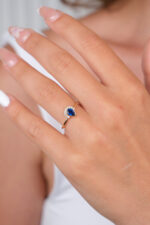 14 Ayar Altın Mavi Taşlı Yüzük 942 - Görsel 4