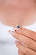 14 Ayar Altın Mavi Taşlı Yüzük 942 - Görsel 5