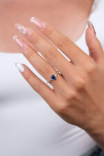 14 Ayar Altın Mavi Taşlı Oval Yüzük 941 - Görsel 3