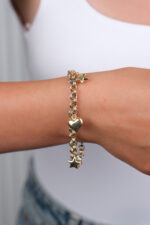 14 Ayar Altın Kalpli Yıldızlı Bileklik 989 - Görsel 2