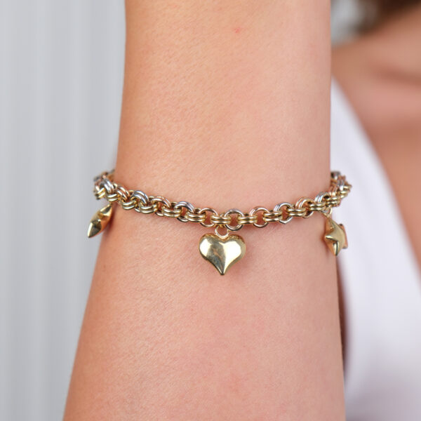 14 Ayar Altın Kalpli Yıldızlı Bileklik 989