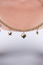 14 Ayar Altın Kalpli Yıldızlı Bileklik 989 - Görsel 5