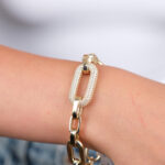 14 Ayar Altın Büyük Taşlı Zincir Bileklik 1008