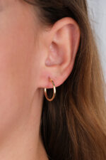 14 Ayar Altın Sade Halka Küpe 1013 - Görsel 3