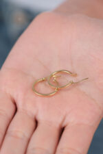 14 Ayar Altın Sade Halka Küpe 1013 - Görsel 4