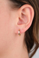 14 Ayar Altın Taşlı Halka Küpe 751 - Görsel 2