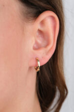 14 Ayar Altın Taşlı Halka Küpe 751