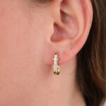 14 Ayar Altın Taşlı Kare Küpe 736