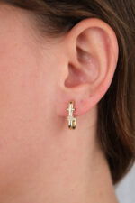 14 Ayar Altın Taşlı Kare Küpe 736