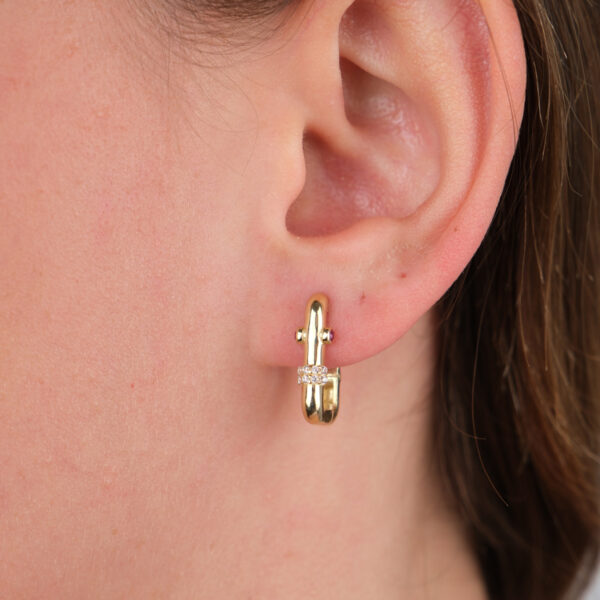 14 Ayar Altın Taşlı Kare Küpe 736