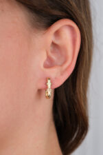 14 Ayar Altın Taşlı Kare Küpe 736 - Görsel 4