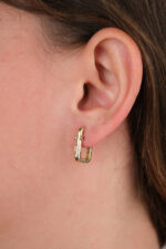 14 Ayar Altın Taşlı Kare Küpe 736 - Görsel 5