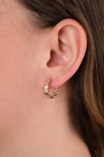 14 Ayar Altın Taşlı Halka Küpe 874 - Görsel 2