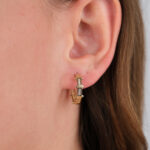 14 Ayar Altın Taşlı Halka Küpe 874