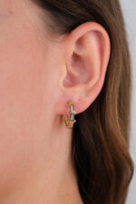 14 Ayar Altın Taşlı Halka Küpe 874