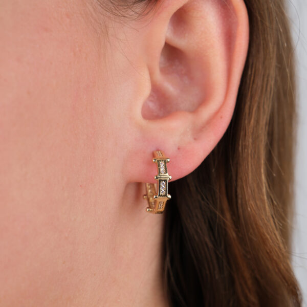 14 Ayar Altın Taşlı Halka Küpe 874