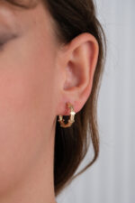 14 Ayar Altın Taşlı Halka Küpe 874 - Görsel 4