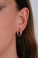 14 Ayar Altın Köşeli Halka Küpe 893 - Görsel 2