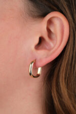 14 Ayar Altın Köşeli Halka Küpe 893 - Görsel 4