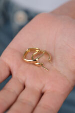 14 Ayar Altın Köşeli Halka Küpe 893 - Görsel 5