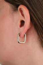 14 Ayar Altın Pembe Taşlı Kare Küpe 734 - Görsel 2