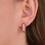 14 Ayar Altın Pembe Taşlı Kare Küpe 734