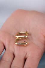 14 Ayar Altın Pembe Taşlı Kare Küpe 734 - Görsel 5