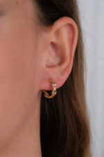 14 Ayar Altın Şekilli Taşlı Küpe 846 - Görsel 2