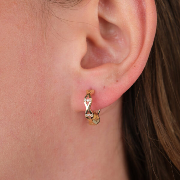 14 Ayar Altın Şekilli Taşlı Küpe 846