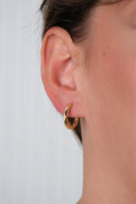 14 Ayar Altın Taşlı Halka Küpe 703 - Görsel 2