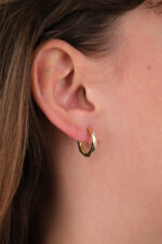 14 Ayar Altın Taşlı Halka Küpe 703 - Görsel 4