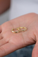 14 Ayar Altın Taşlı Halka Küpe 703 - Görsel 5